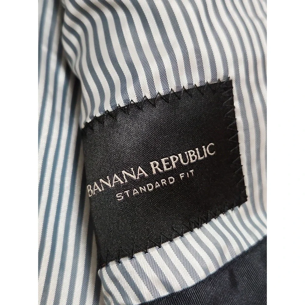Banana Republic Standard Fit Marzotto Italian Wool Gray Windowpane Blazer 38R